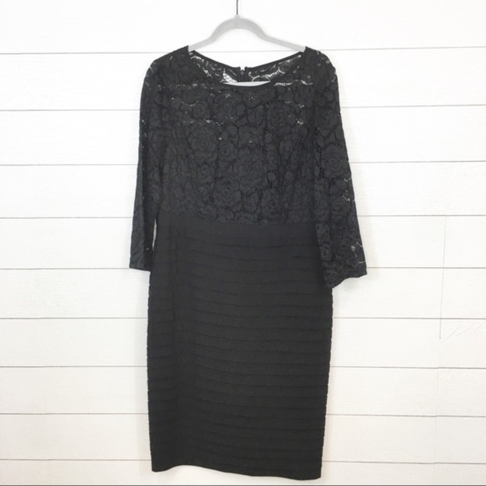 Adrianna Papell Lace Long Sleeve Dress